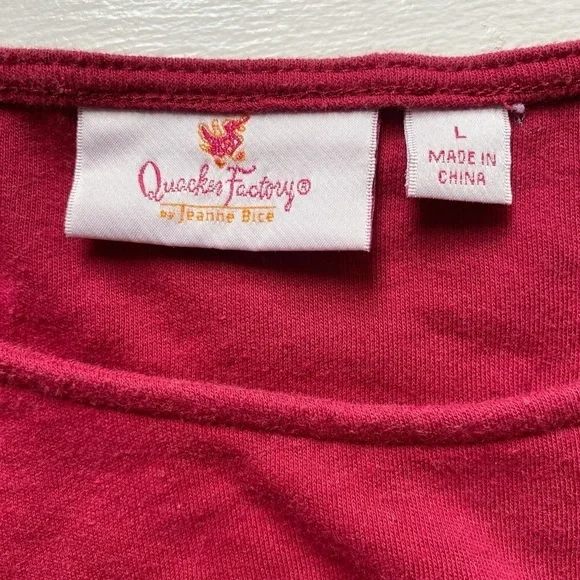 Quacker Factory RED Wine Pearl Beads on Bell Sleeve Dressy Top Size Large - Picture 5 of 12